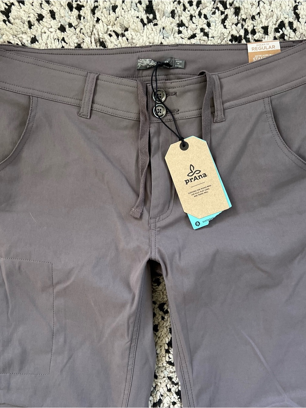 PrAna Halle Pants Grey Moonrock Roll Up Hiking Convertible Women’s 12 New - Picture 5 of 16